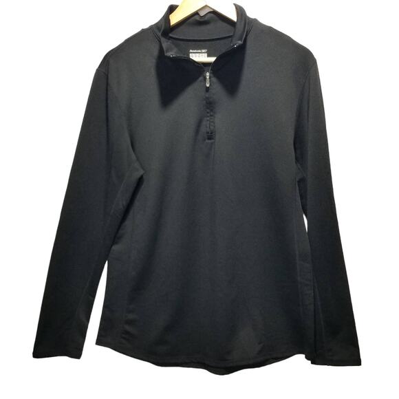 REEBOK Jacket Womens Large 1/4 Zip Running  Sweatshirt Black - Picture 5 of 5